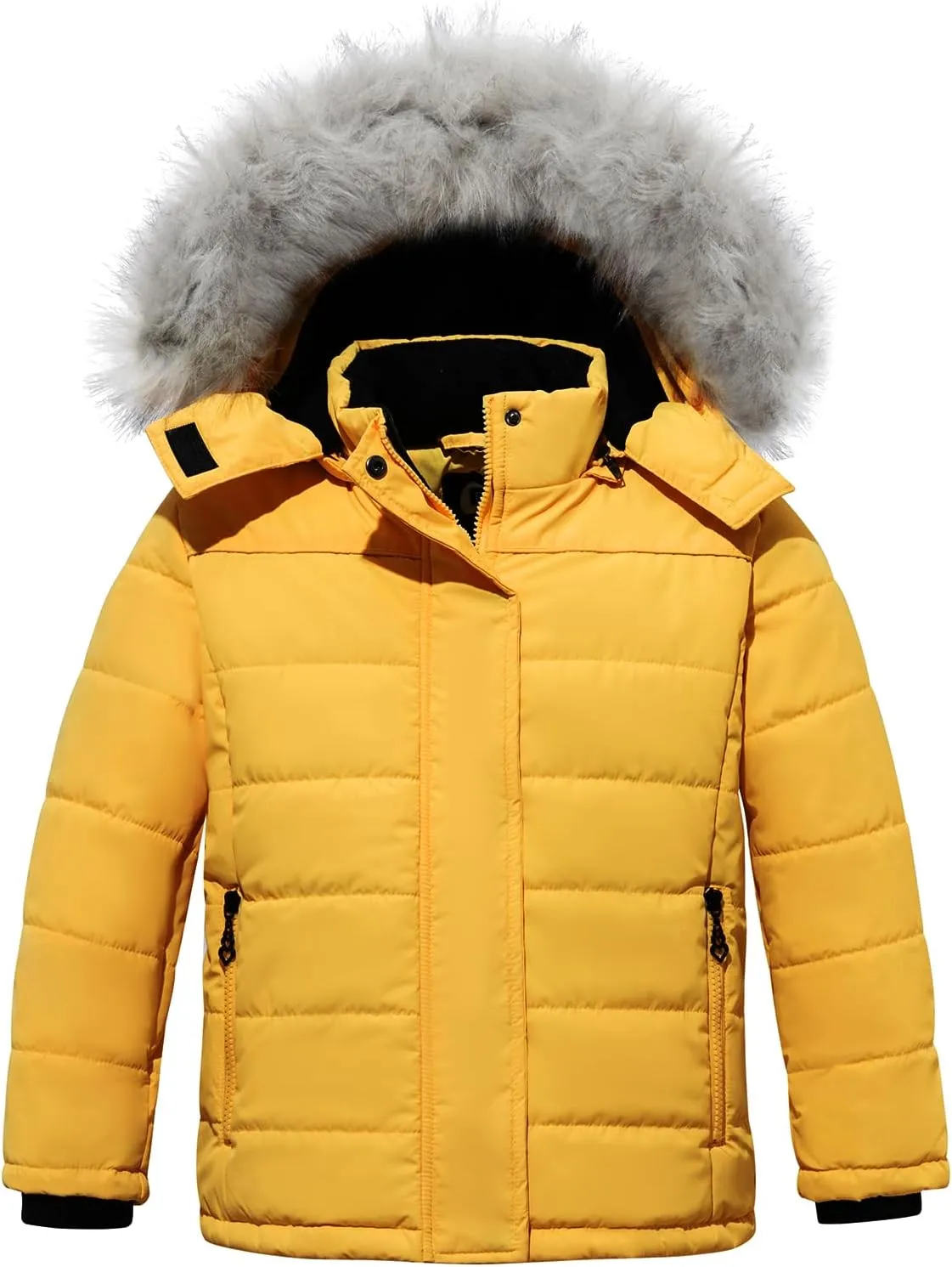 FARVALUE Girls' Winter Coats Thicken Fleece Lined Padded Hooded Puffer Jacket Coat for Girls