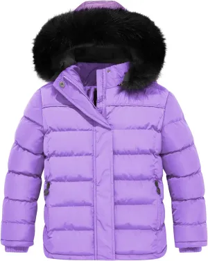 FARVALUE Girls' Winter Coats Thicken Fleece Lined Padded Hooded Puffer Jacket Coat for Girls
