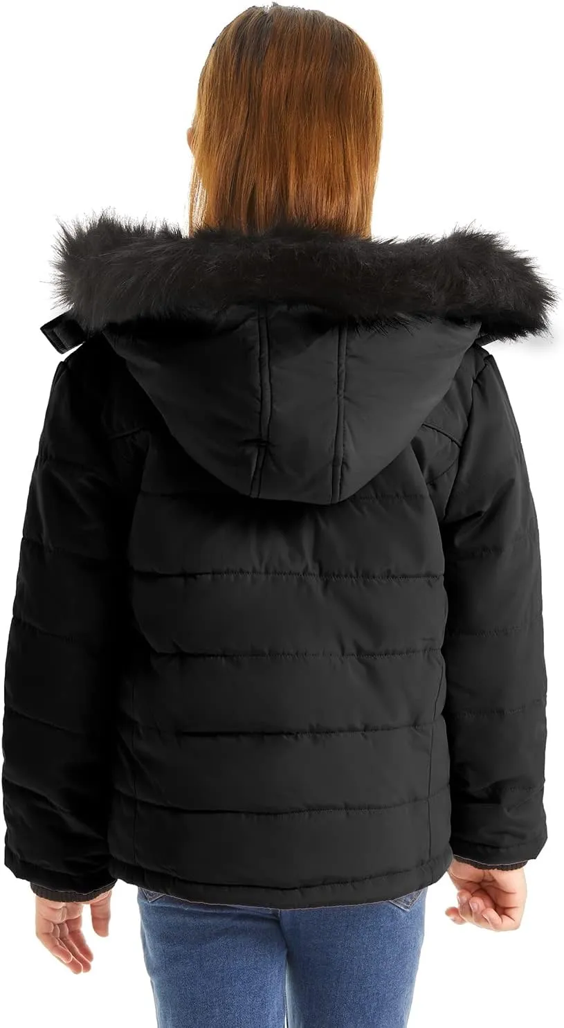 FARVALUE Girls' Winter Coats Thicken Fleece Lined Padded Hooded Puffer Jacket Coat for Girls