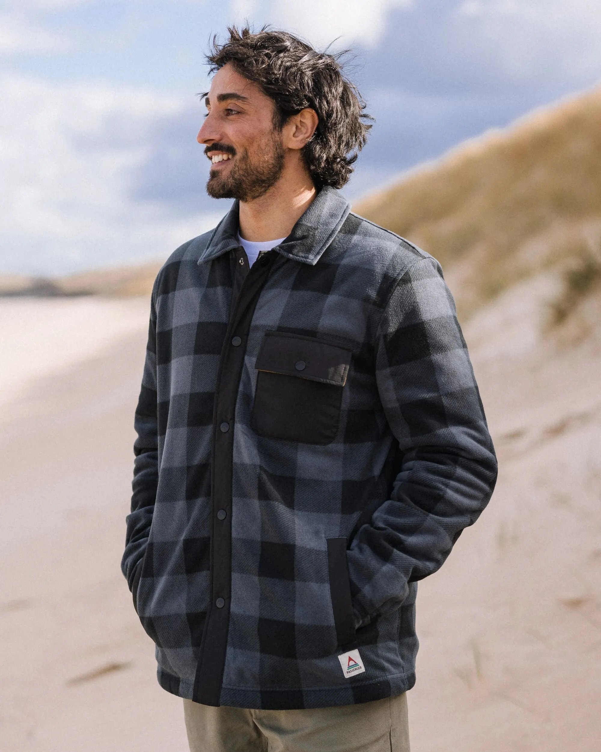 Firelight Sherpa Lined Overshirt - Storm Grey Buffalo