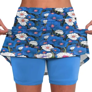FlekmanArt Skorts for Woman Printed Workout Skorts Athletic Sports Pants Tummy Control Running Skirt Skinny Athletic Shorts