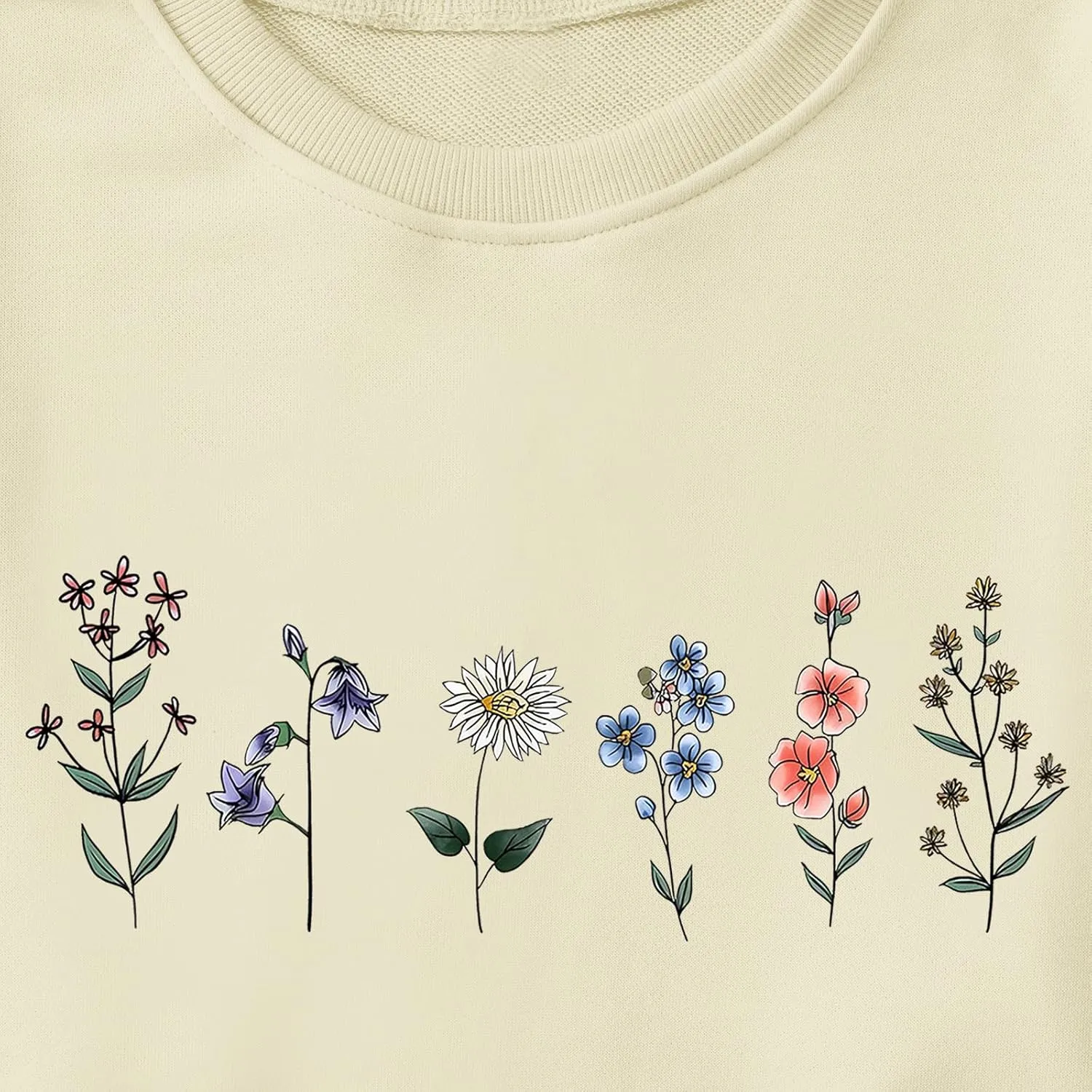 Flower Graphic Sweatshirt for Women Floral Printed Vintage Long Sleeves Shirt Crewneck Hoodie Loose Pullovers Tops