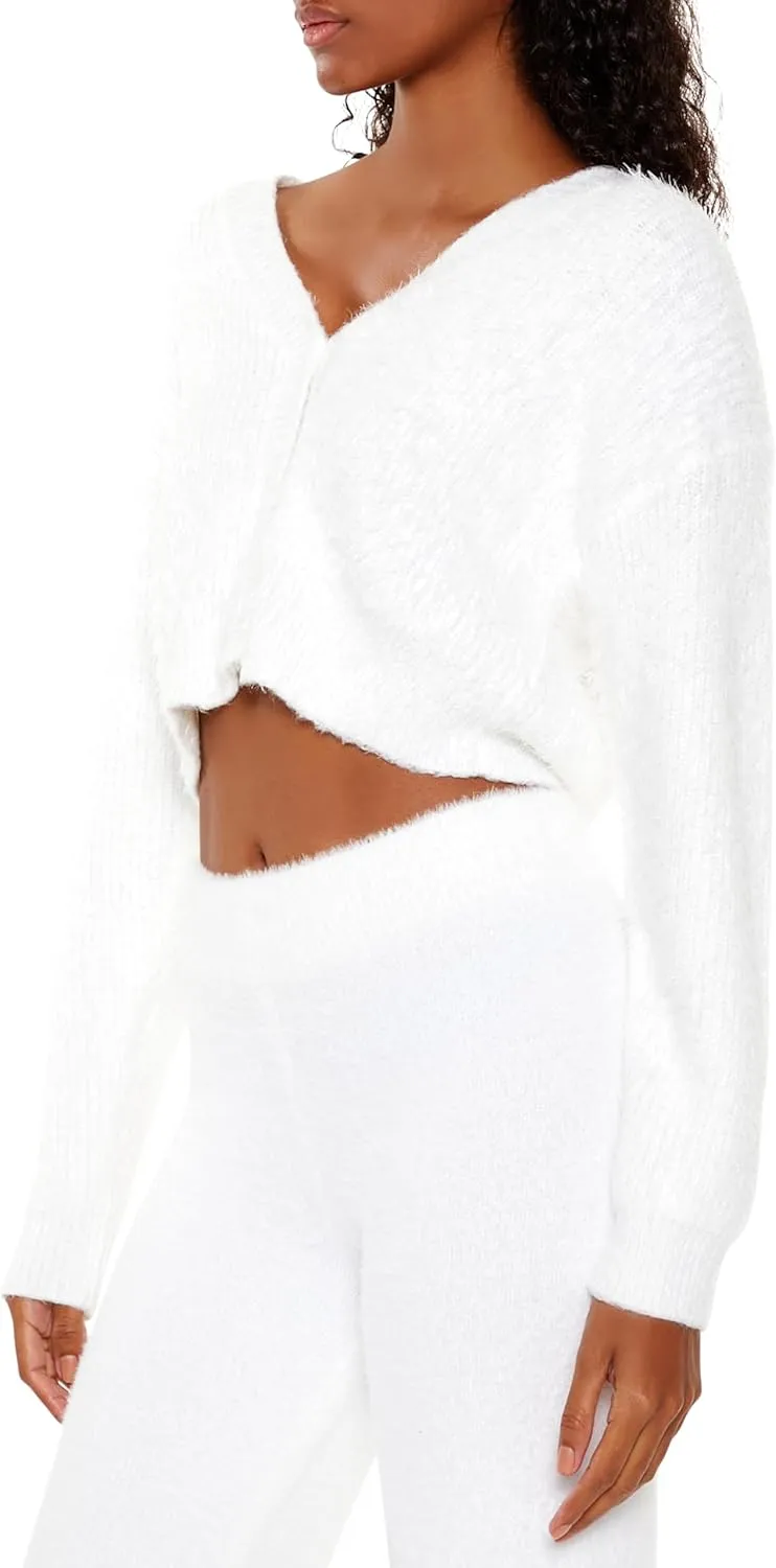 Forever 21 Women's Fuzzy Knit Cardigan Sweater