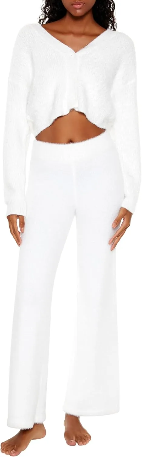 Forever 21 Women's Fuzzy Knit Cardigan Sweater
