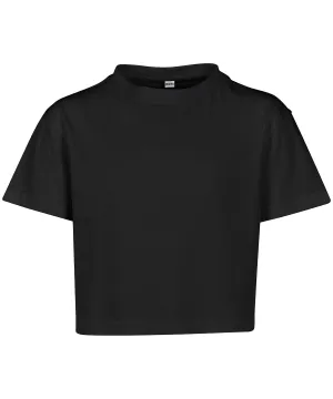 Girls cropped Jersey tee | Black