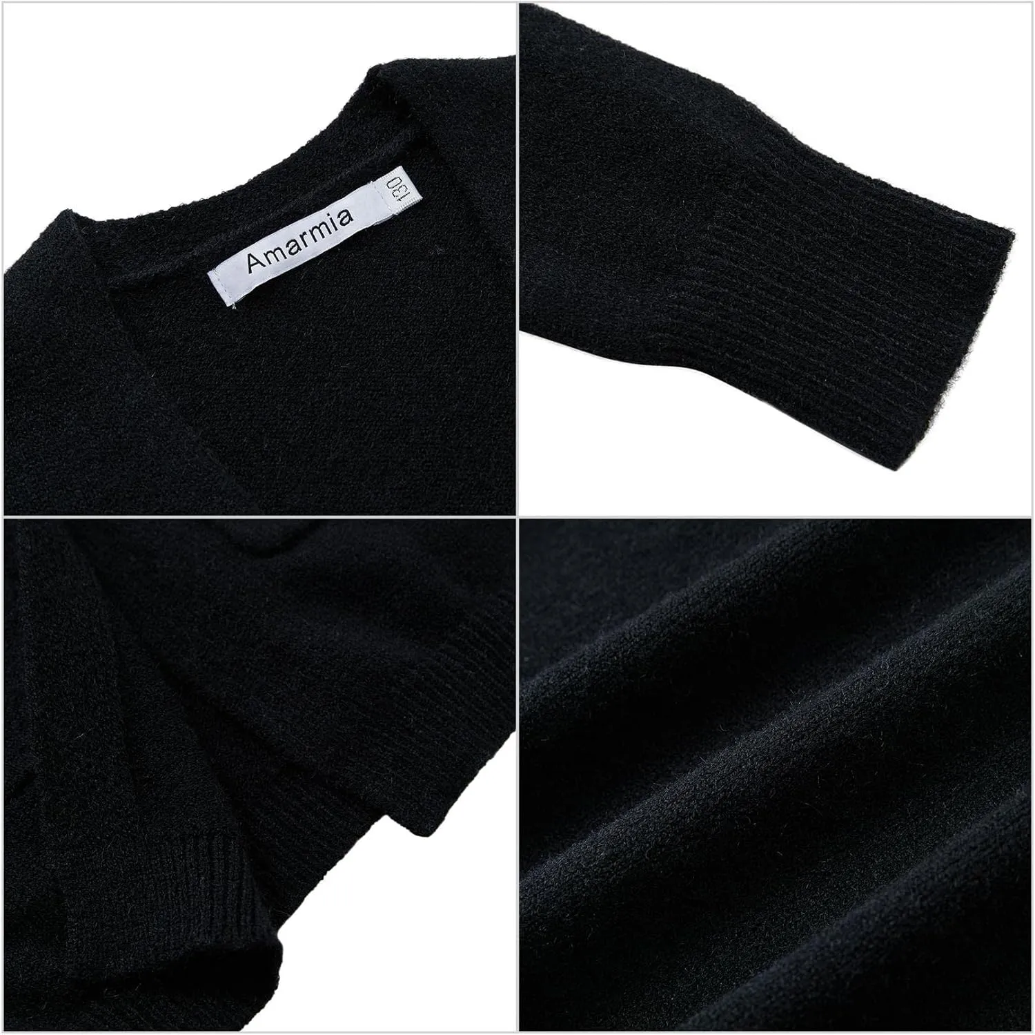 Girl's Open Front Cardigan Long Sleeve Knit Sweaters Kids Solid Cute Casual Loose Outerwear Coats with Pockets