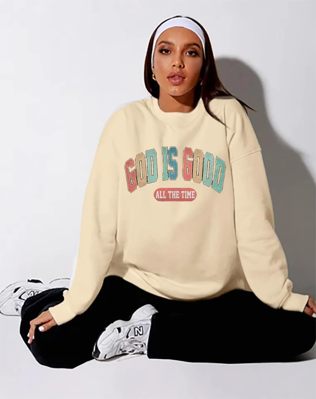 God is Good Sweatshirt Christian Shirts for Women Oversized Jesus Religious Pullover Bible Verse Inspirational Tops