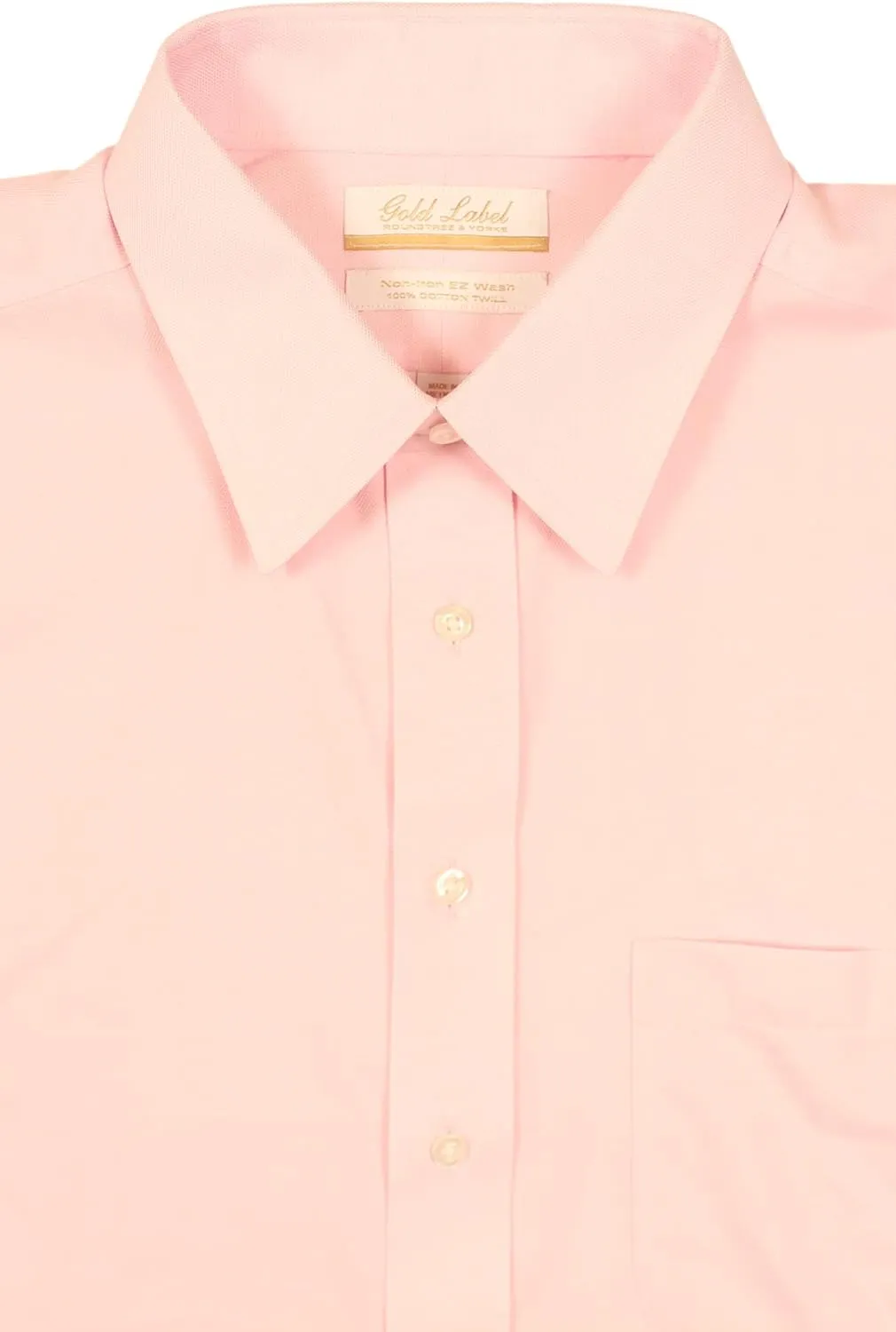 Gold Label Men's Point Collar Dress Shirt with Pocket Non-Iron Wrinkle-Resistant, Regular Sizes