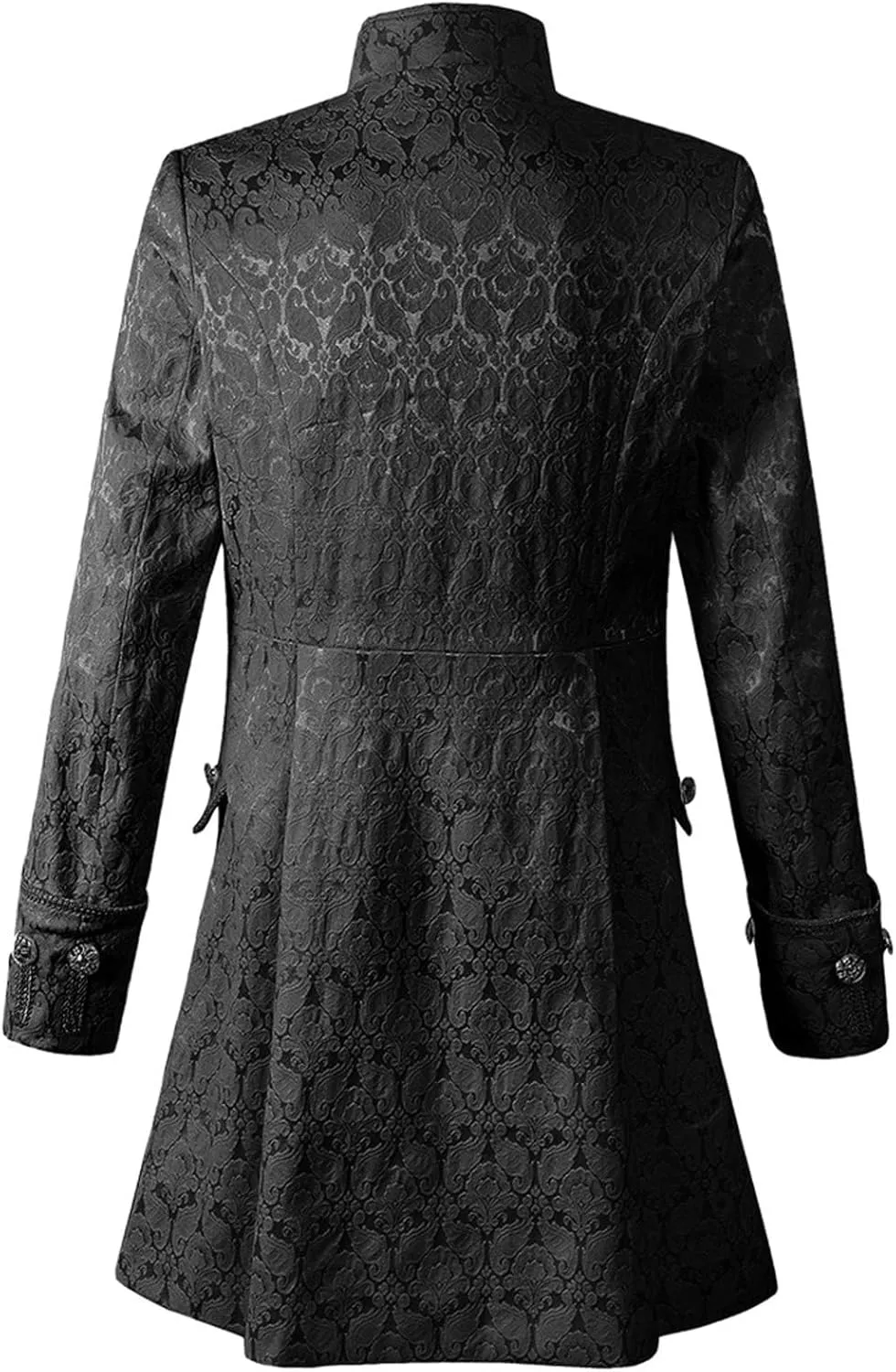 Gothic Embroidery Jacket for Men Steampunk Overcoat Double-Breasted Outwear Vintage Trench Coat Halloween Costume