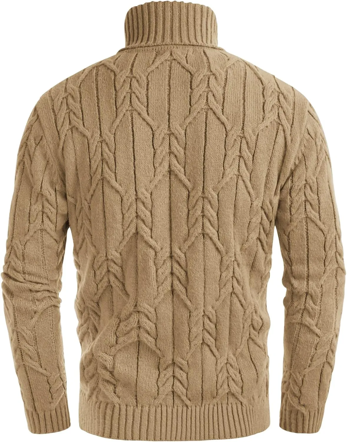GRACE KARIN Men's Turtneck Pullover Sweaters Long Sleeve Solid Color Twisted Knit Sweater