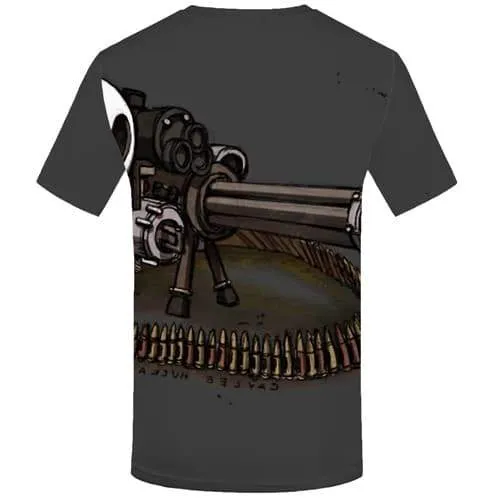 Gun T shirts Men War Tshirts Novelty Skull T-shirts 3d Cartoon Tshirts Cool Metal T shirts Funny Short Sleeve Full Print Men Tee