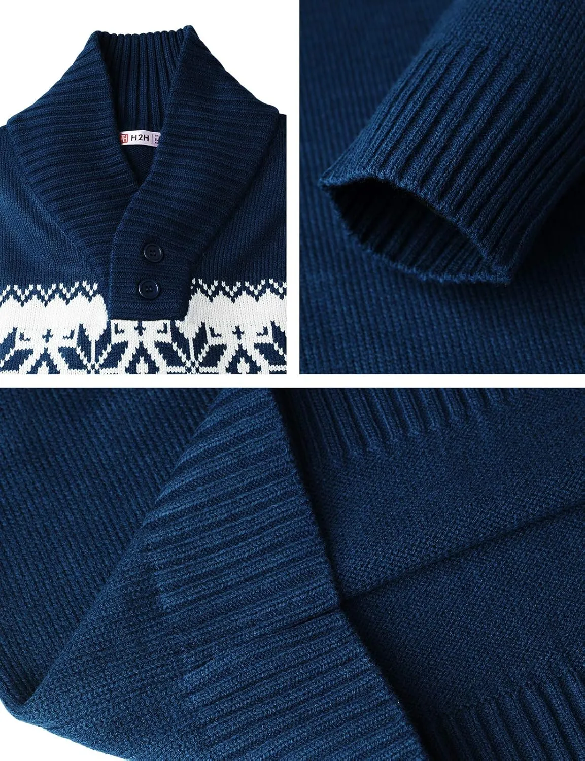 H2H Mens Slim Fit Casual Christmas Sweater Knitted Xmas Knitwear Holiday Knit