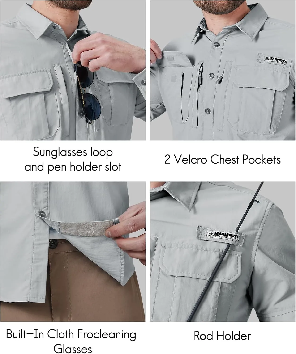 Haimont Men's Sun Protection Button Down Shirts Long Sleeve Hiking Fishing Travel Shirt Quick Dry Outdoor Top