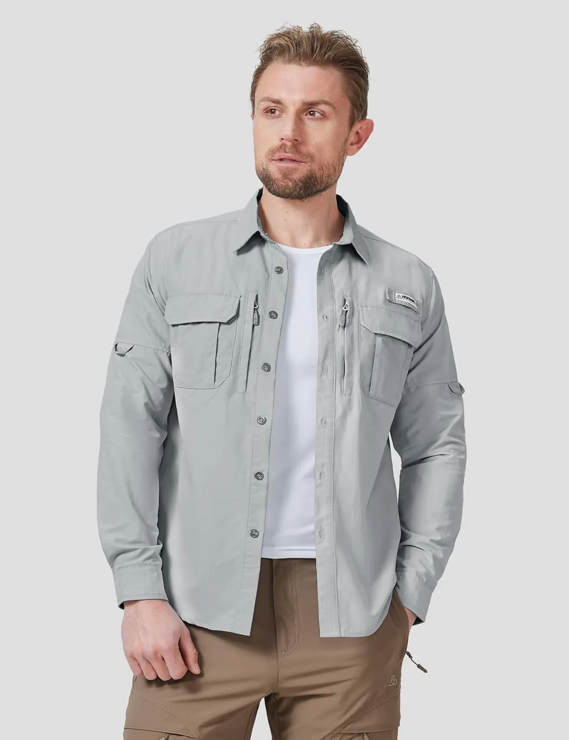 Haimont Men's Sun Protection Button Down Shirts Long Sleeve Hiking Fishing Travel Shirt Quick Dry Outdoor Top