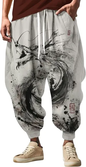 Harem Pants for Men Fashion Street Feel Casual Sweatpants Hippie Pants Men Mens Harem Pants Samurai Black Harem