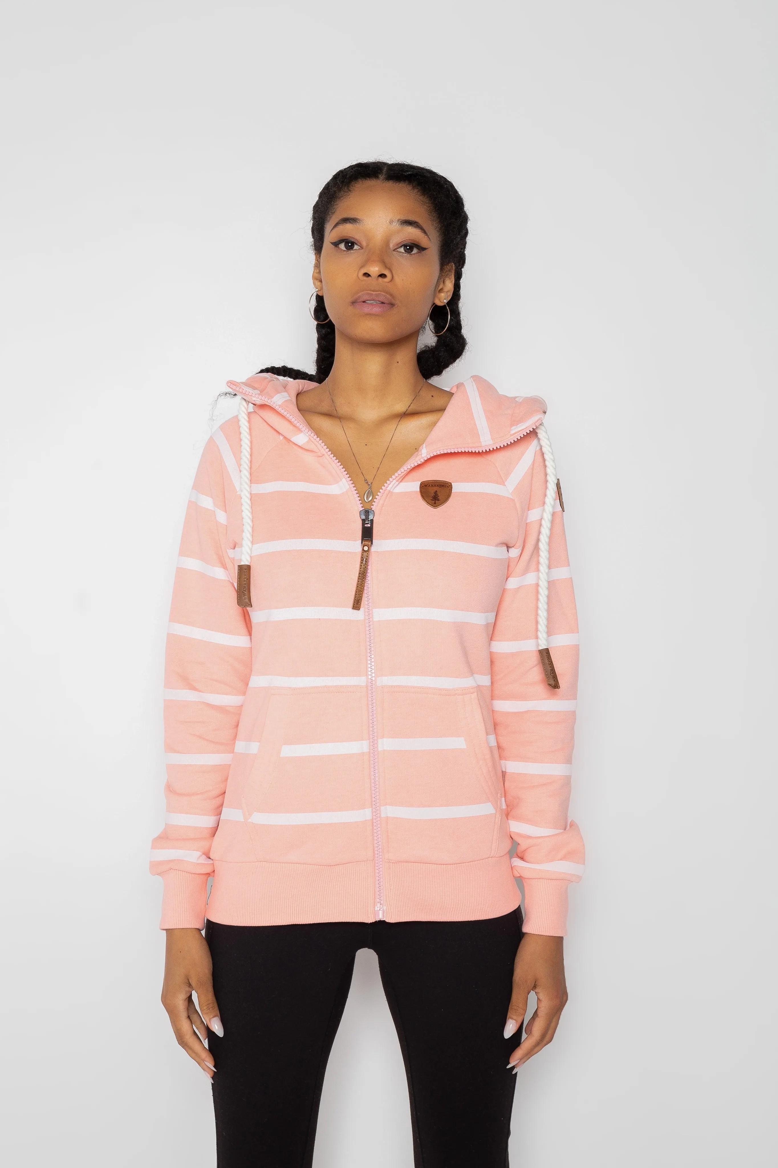 Hera Print Peachy Stripe Full-Zip Hoodie