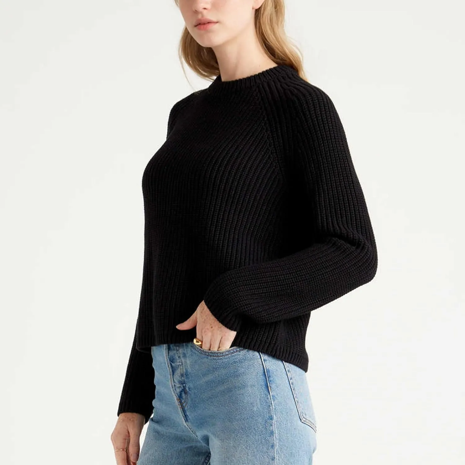 Hixiaohe Women's Sweater 2025 Fall Fisherman Knit Pullover Cascual Solid Color Crewneck Long Sleeve Sweater Top