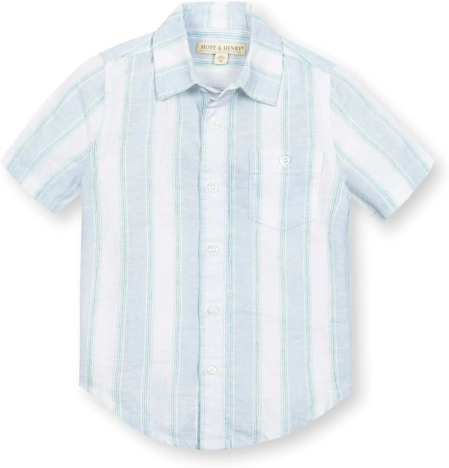 Hope & Henry Boys' Linen Short Sleeve Button Down Shirt
