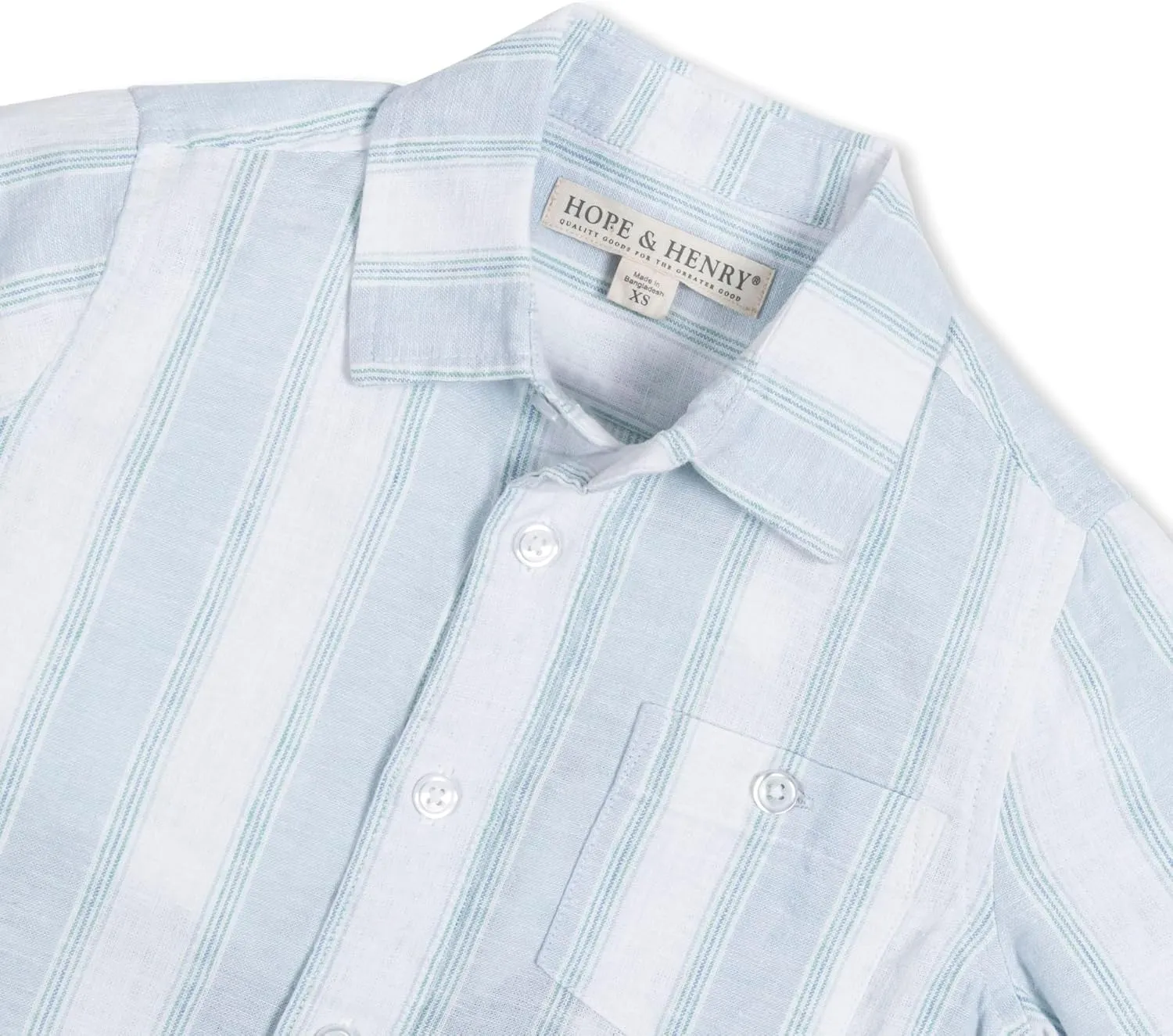 Hope & Henry Boys' Linen Short Sleeve Button Down Shirt