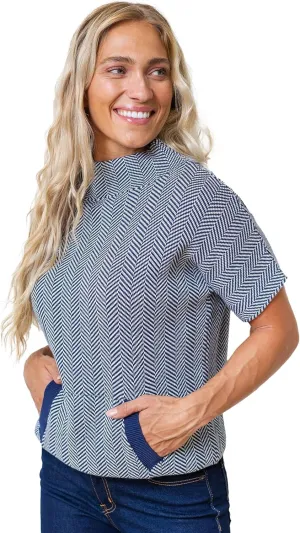 Hope & Henry Women's Short Puff Sleeve Sweater