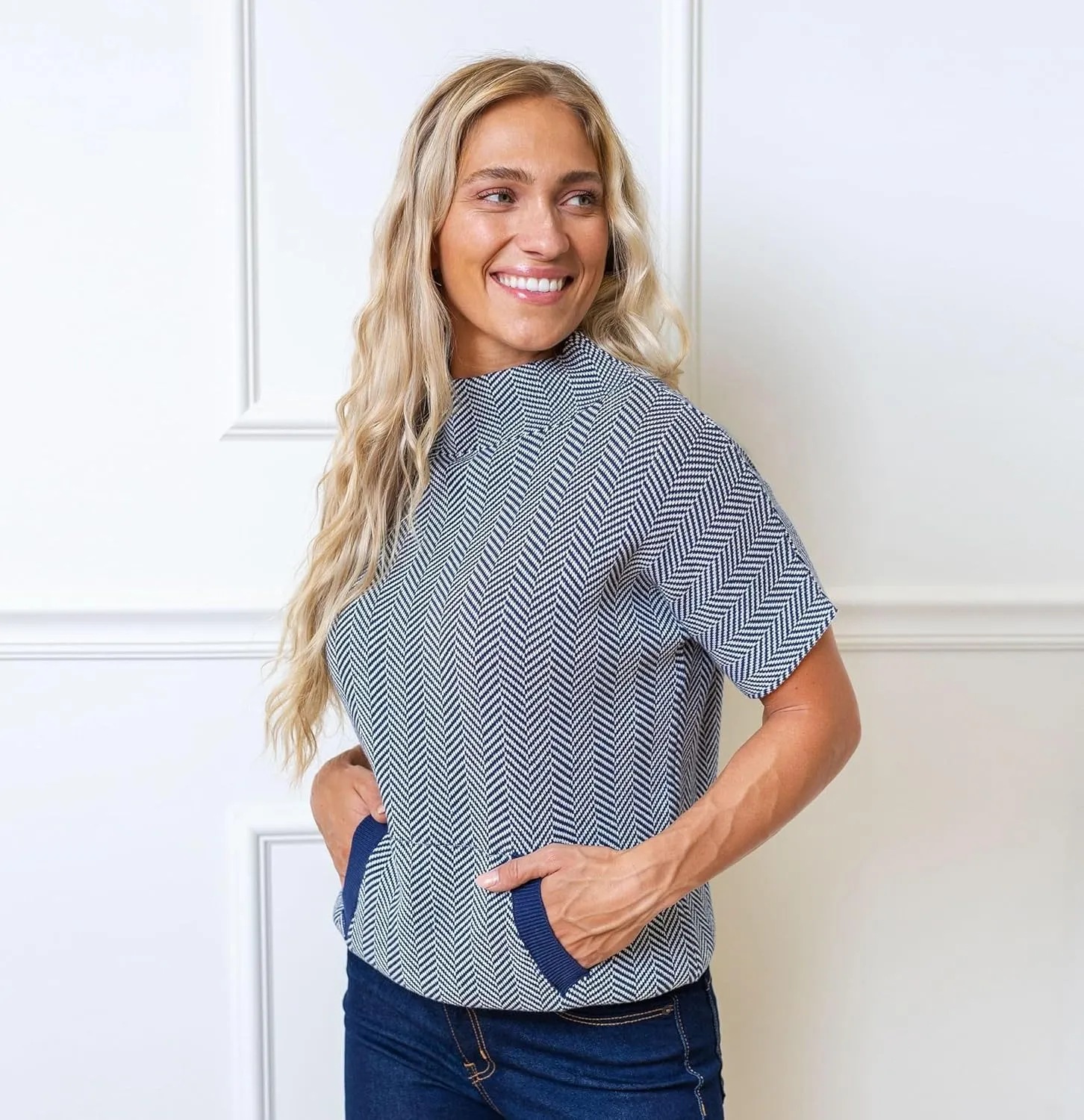 Hope & Henry Women's Short Puff Sleeve Sweater