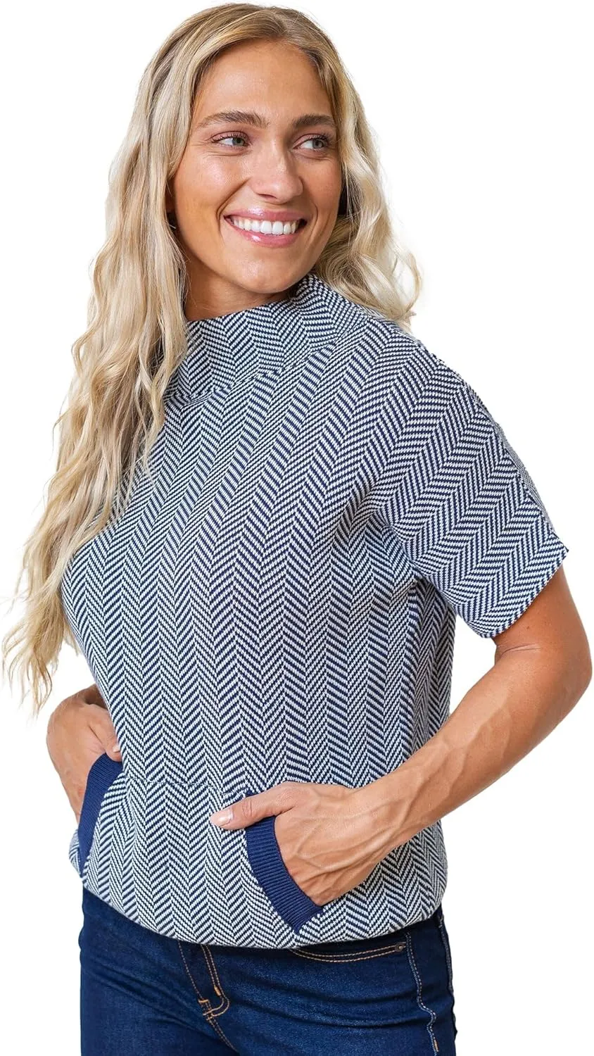 Hope & Henry Women's Short Puff Sleeve Sweater