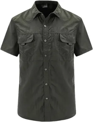 Hot Tactical Hiking Shirts Men Long Sleeve Cargo Work Shirt Summer Outdoor Quick-Dry Military Camping Hunting Fishing Work Shirt Short-EN8 Asian-4XL