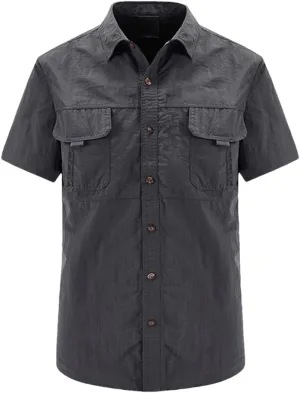Hot Tactical Hiking Shirts Men Long Sleeve Cargo Work Shirt Summer Outdoor Quick-Dry Military Camping Hunting Fishing Work Shirt Short-gray9 Asian-XXXL