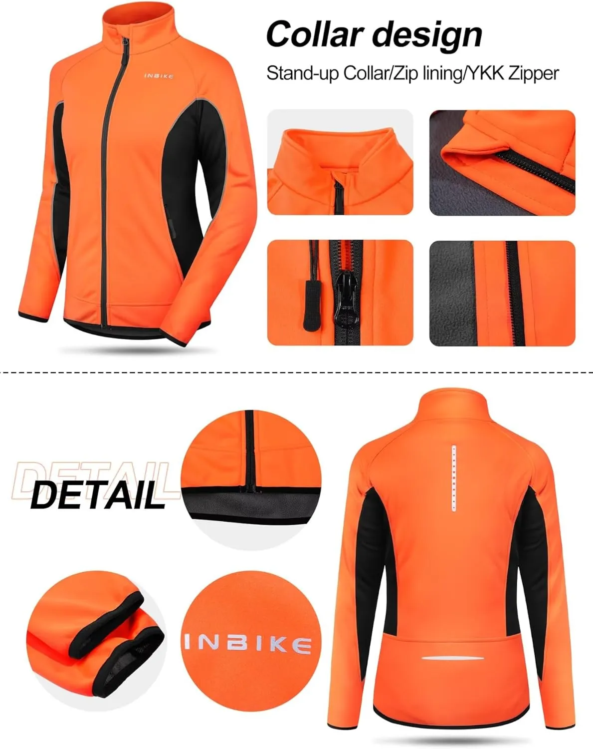 INBIKE Women's Cycling Jacket Biking Running Windbreaker Thermal Fleece Lined Reflective Coat for Cold Weather Winter