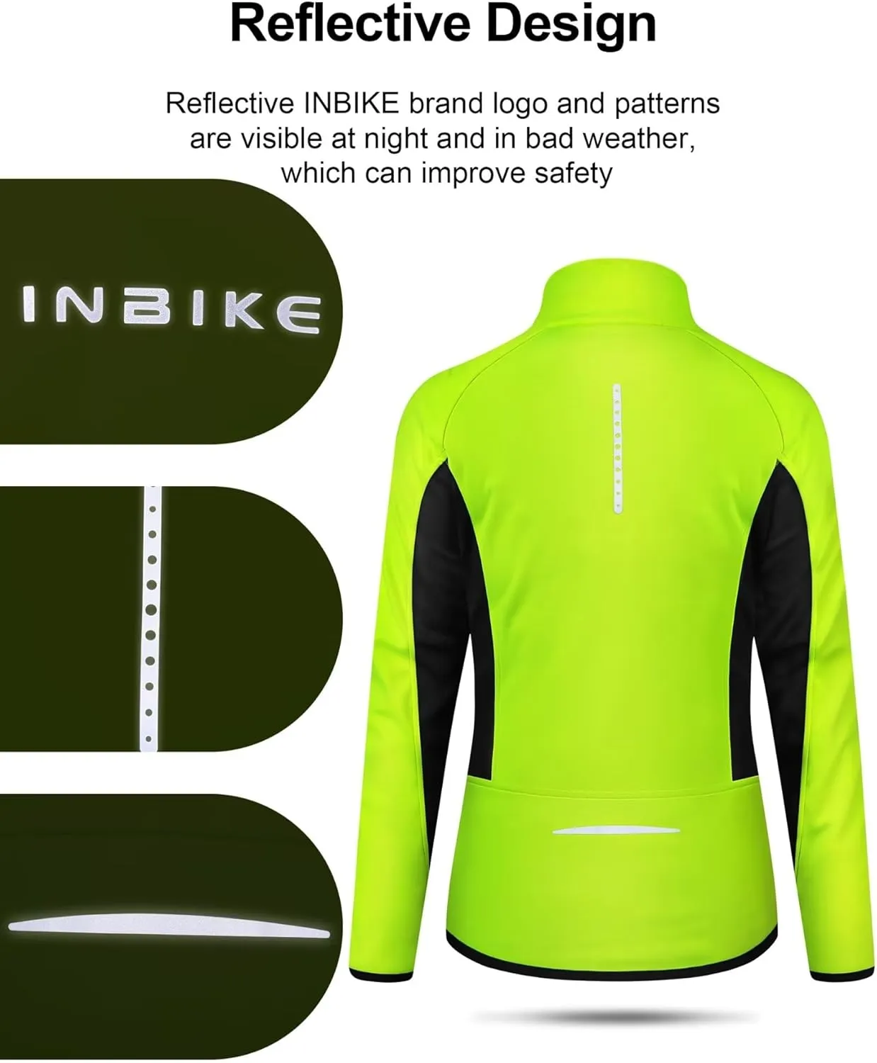 INBIKE Women's Cycling Jacket Biking Running Windbreaker Thermal Fleece Lined Reflective Coat for Cold Weather Winter