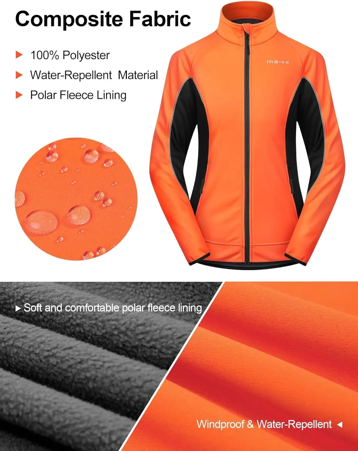 INBIKE Women's Cycling Jacket Biking Running Windbreaker Thermal Fleece Lined Reflective Coat for Cold Weather Winter