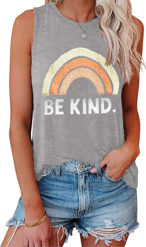 IRISGOD Womens Tank Tops Loose Fit Summer Cute Graphic Sleeveless Shirts Workout Basic Tunic