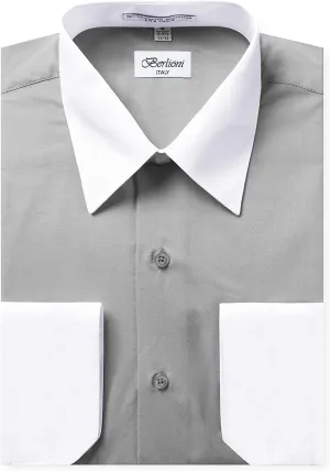 Italy Men's Long Sleeve Two Tone Premium Dress Shirt