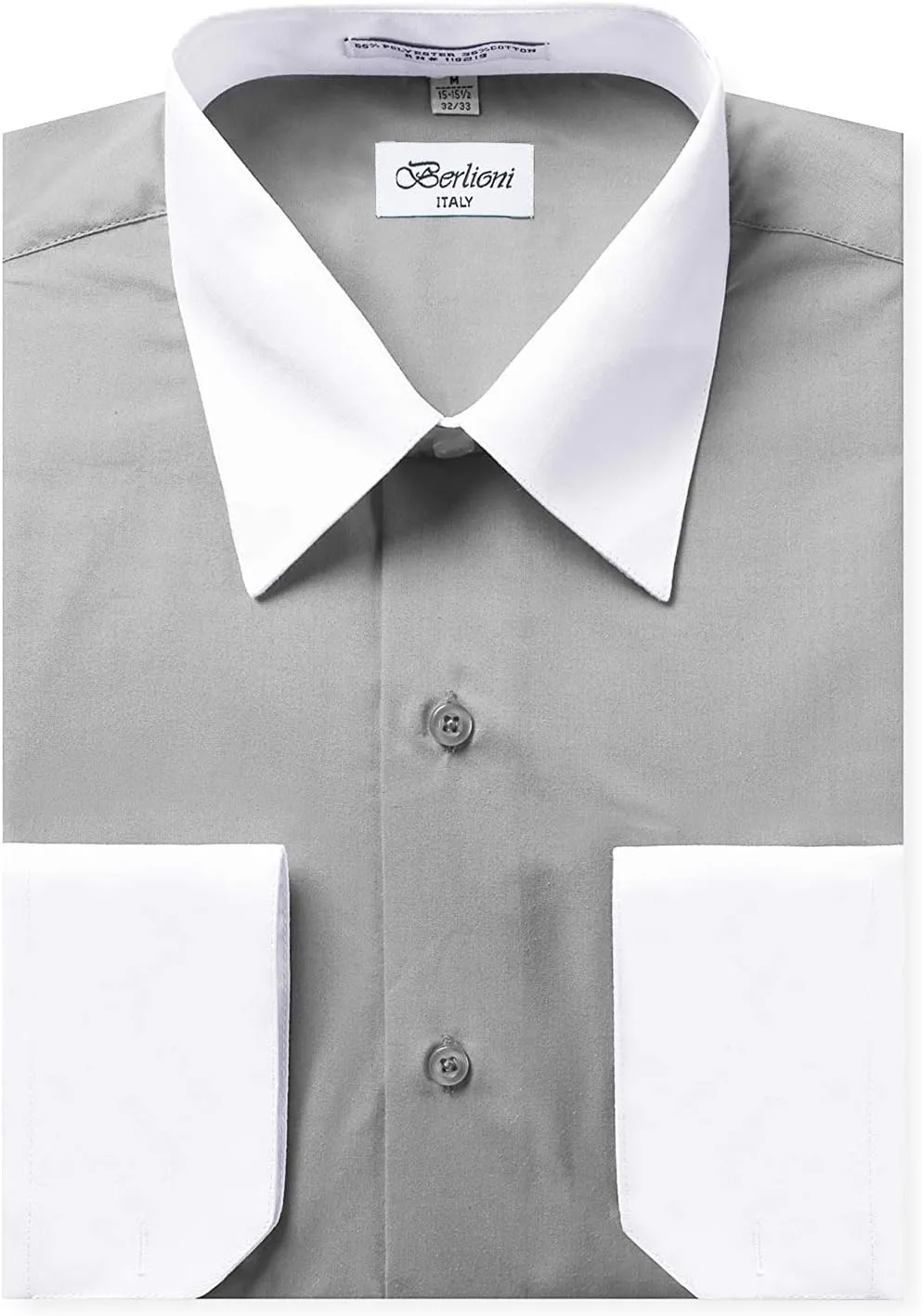Italy Men's Long Sleeve Two Tone Premium Dress Shirt