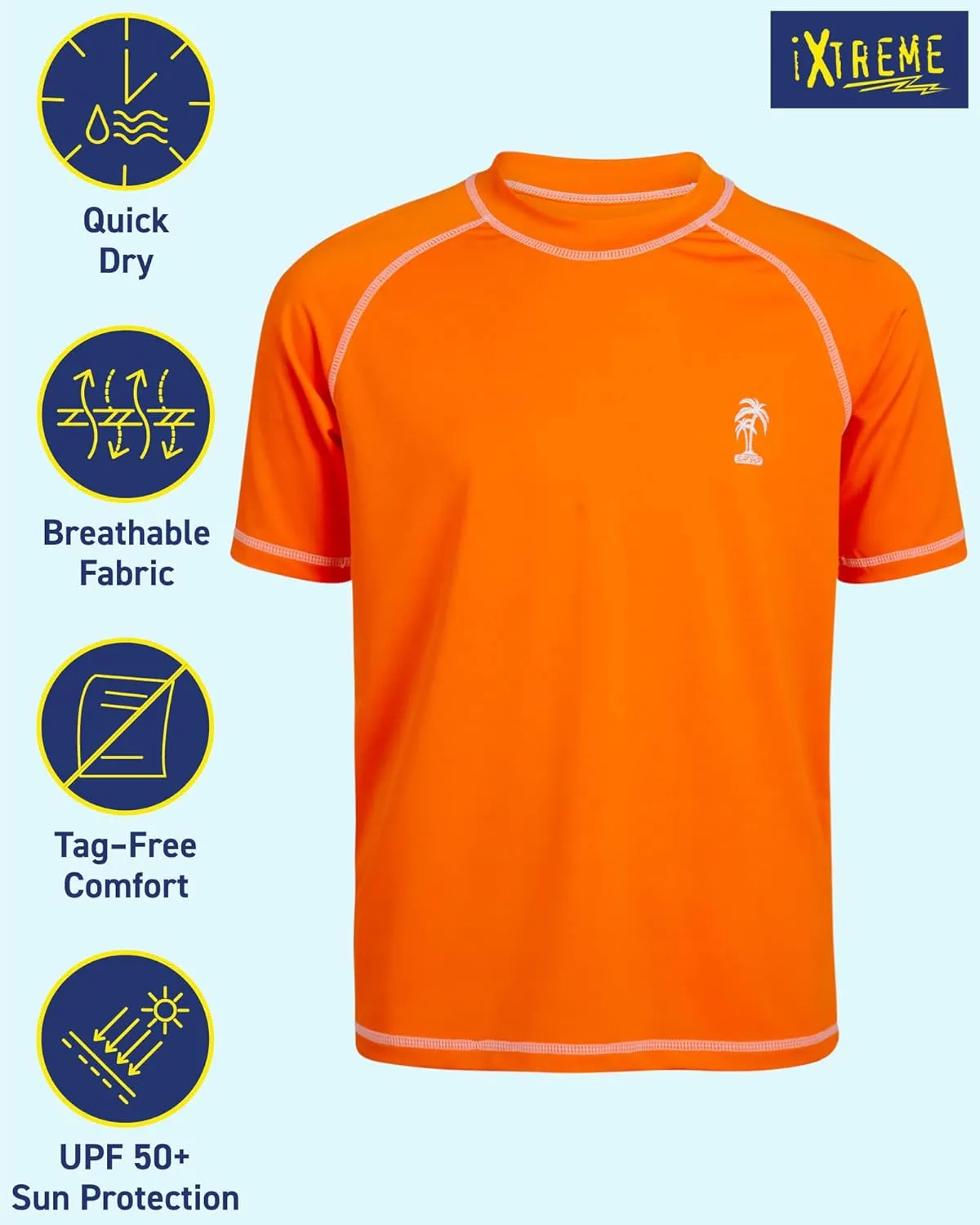 iXtreme Boys Swim Shirt - 2 Pack UPF 50  Quick Dry Sun Protection Short Sleeve Swimwear Rash Guard for Boys (Sizes: 12M-18)