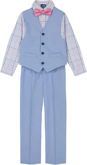 IZOD Boys' 4-Piece Set with Collared Dress Shirt, Tie, Vest, and Pants