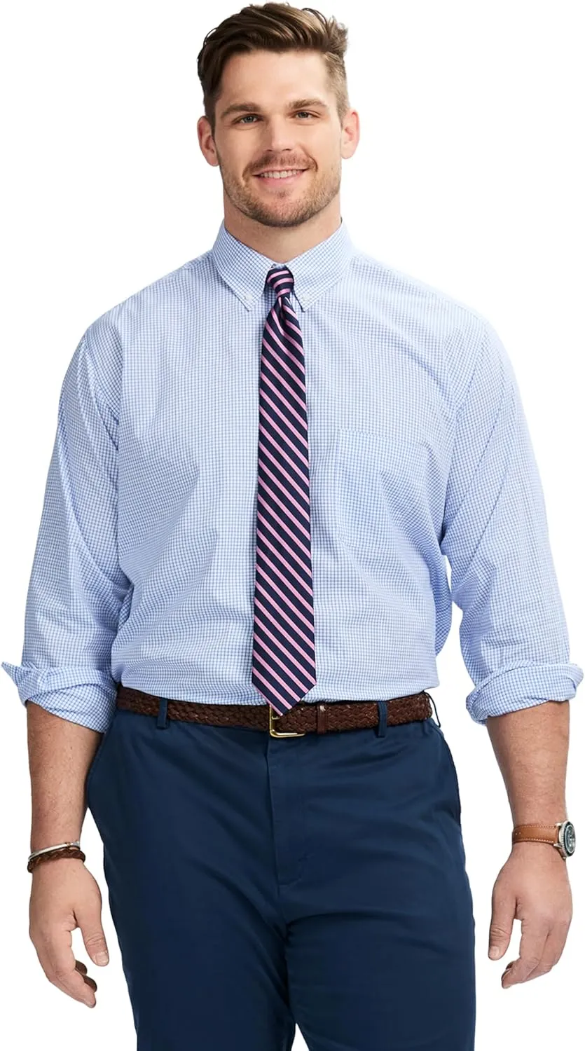 IZOD Men's Big and Tall Dress Shirt Long Sleeve Wrinkle Free Stretch Button Down Collar