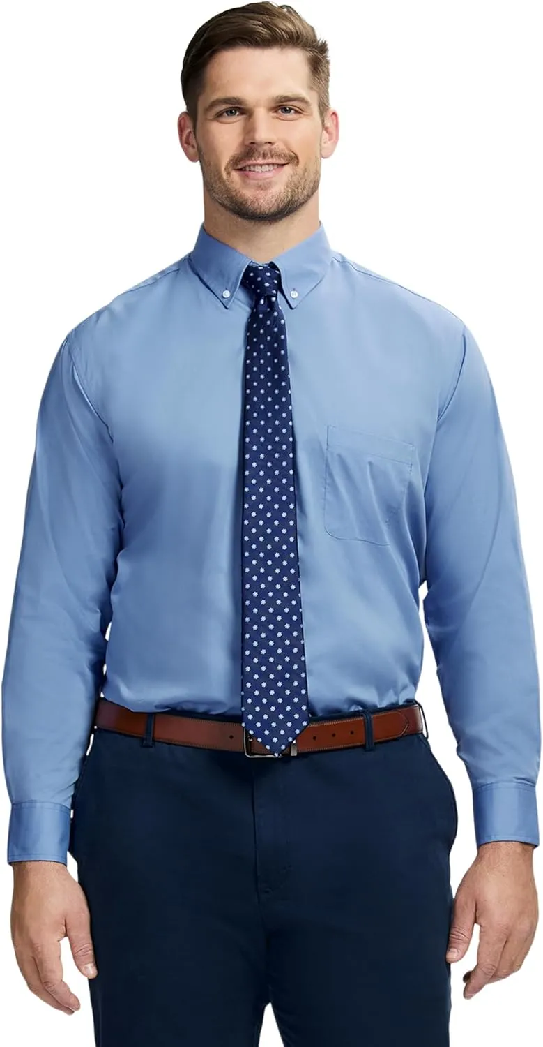 IZOD Men's Big and Tall Dress Shirt Long Sleeve Wrinkle Free Stretch Button Down Collar