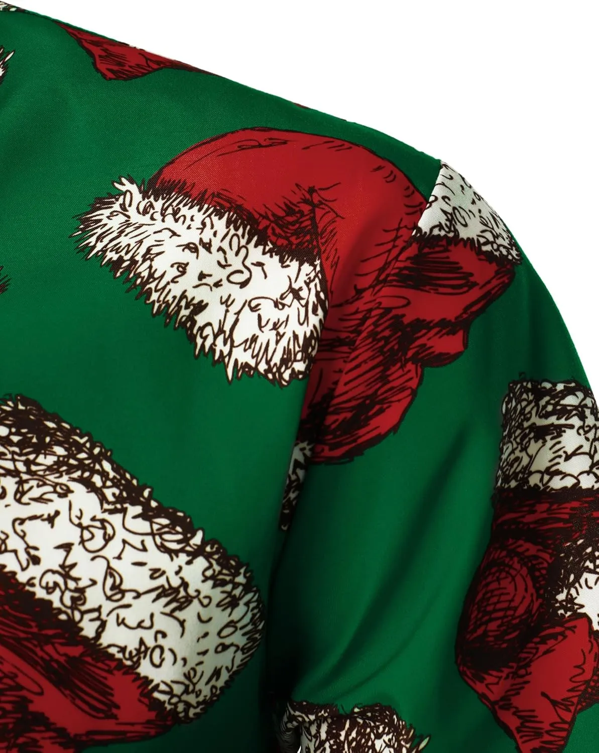 JOGAL Men's Christmas Shirt Santa Claus Party Flamingo Casual Hawaiian Shirts