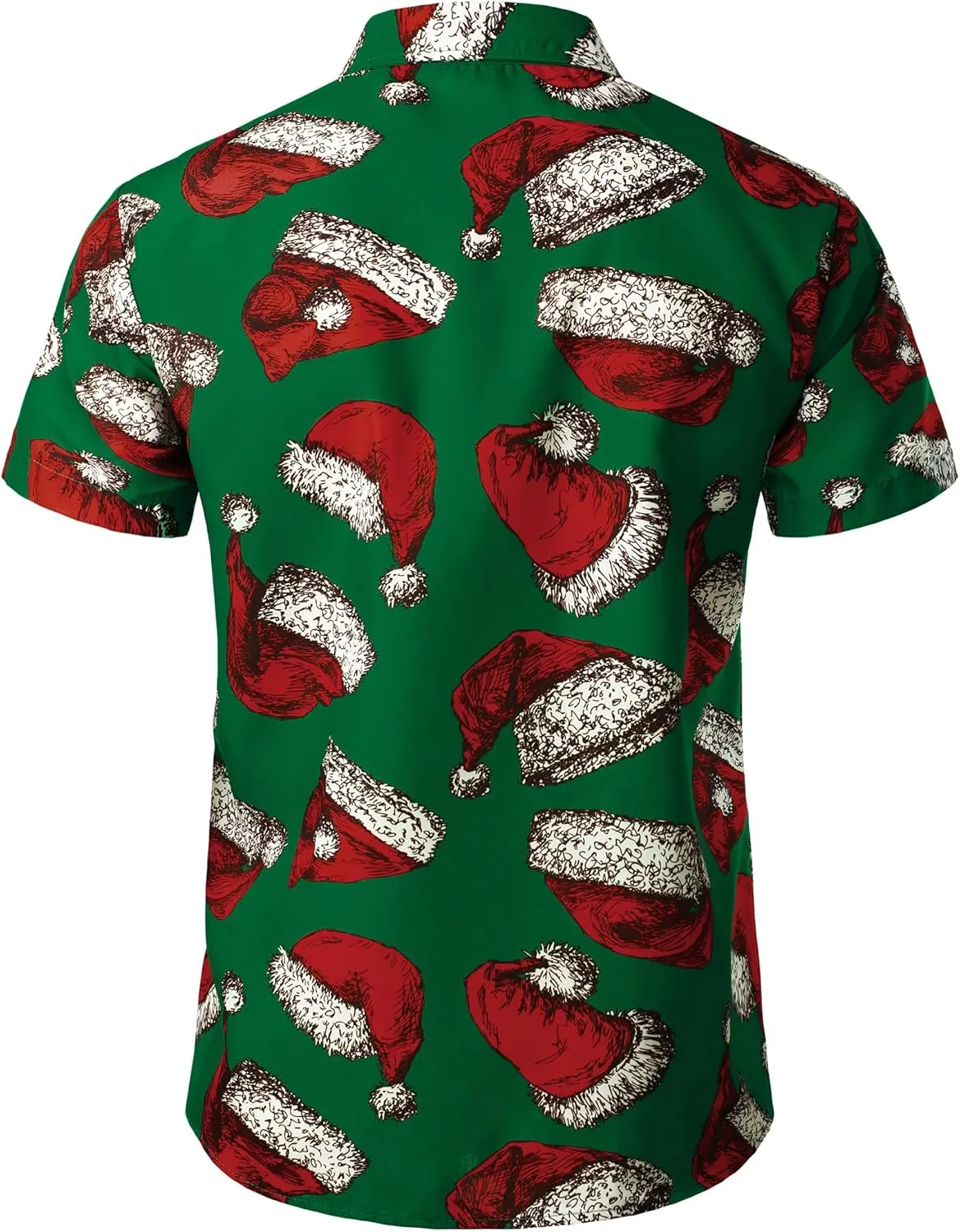 JOGAL Men's Christmas Shirt Santa Claus Party Flamingo Casual Hawaiian Shirts