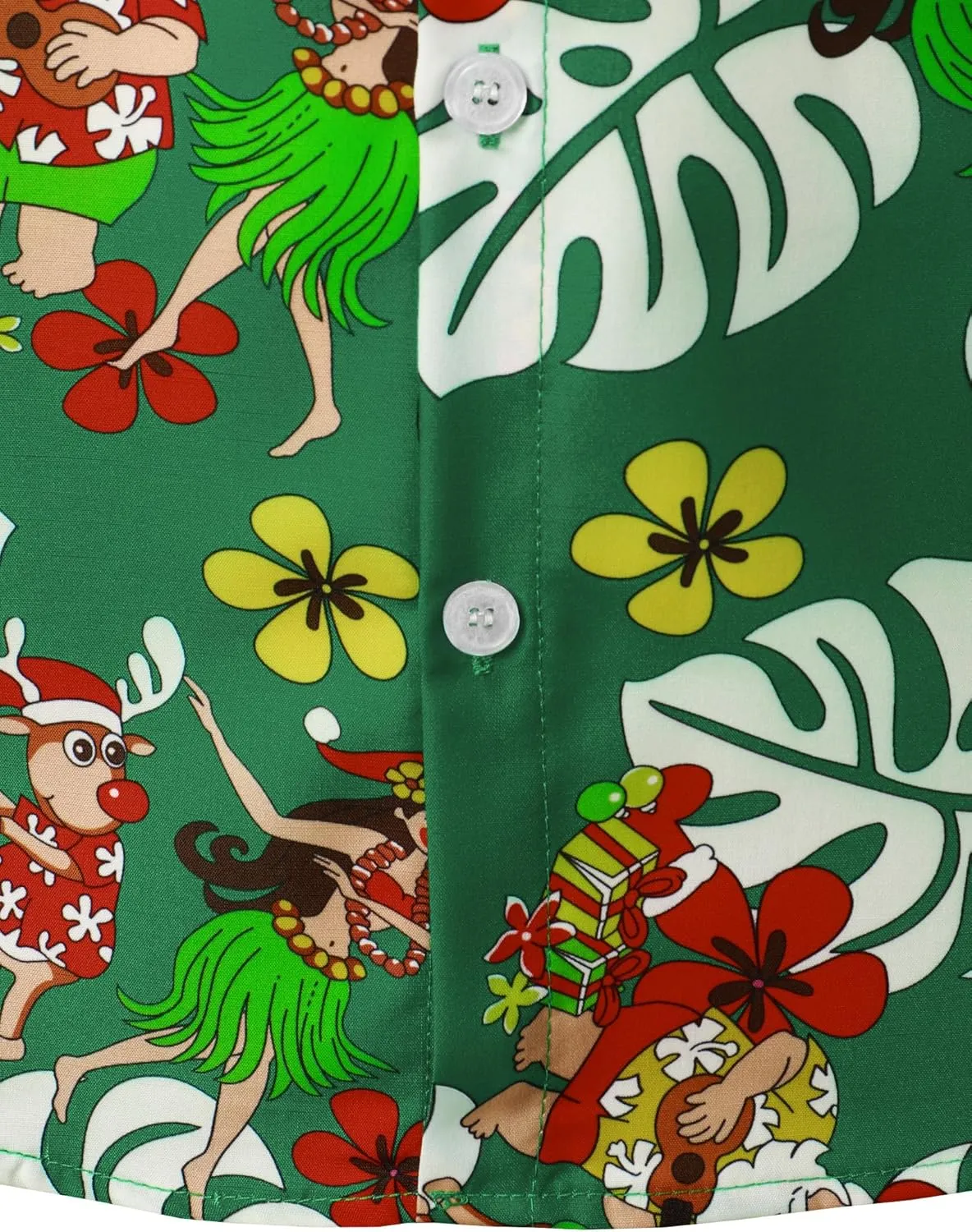 JOGAL Men's Christmas Shirt Santa Claus Party Flamingo Casual Hawaiian Shirts