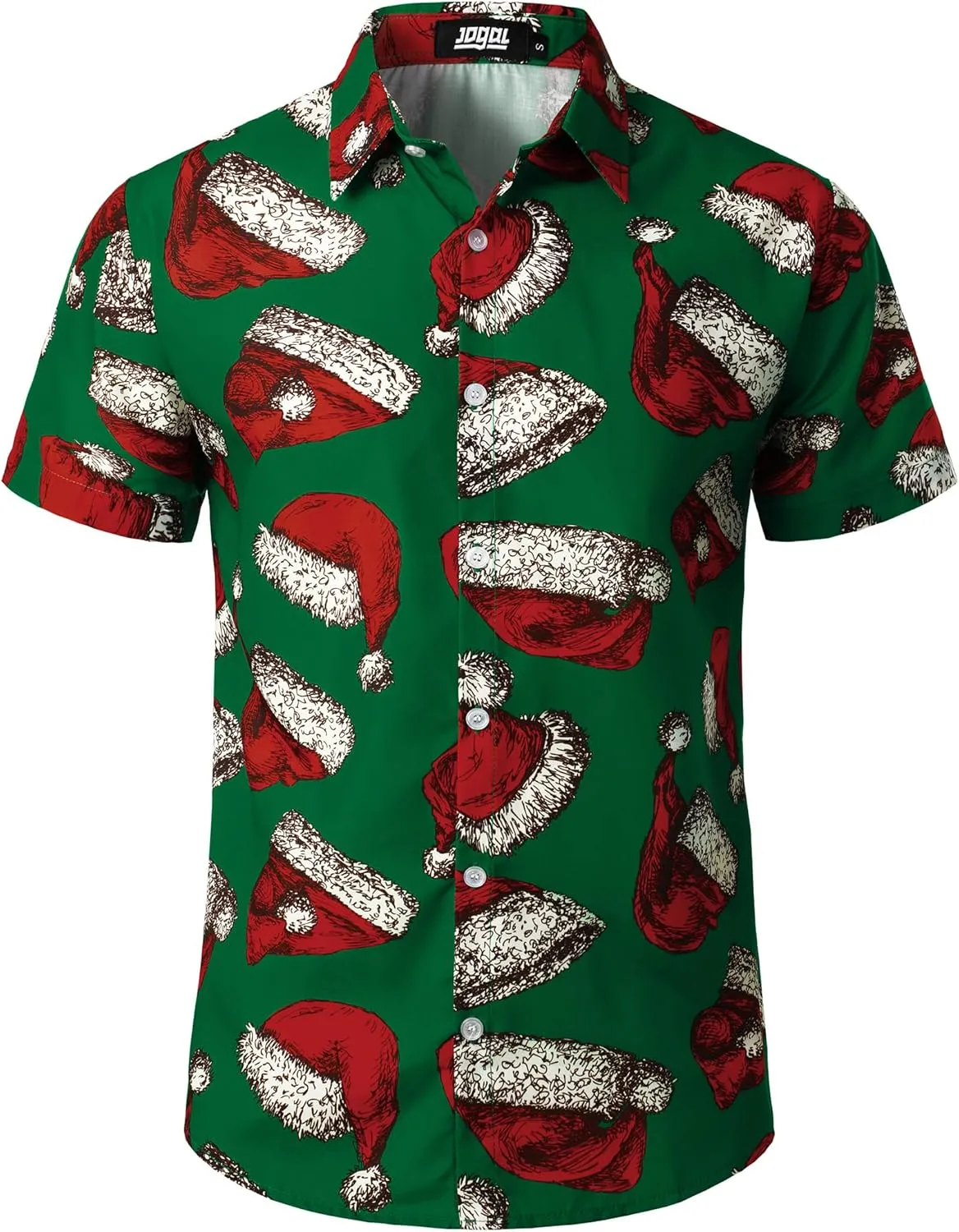 JOGAL Men's Christmas Shirt Santa Claus Party Flamingo Casual Hawaiian Shirts