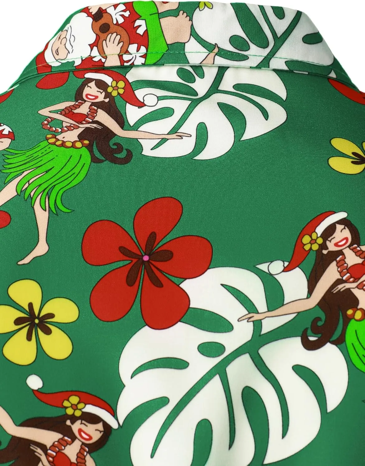 JOGAL Men's Christmas Shirt Santa Claus Party Flamingo Casual Hawaiian Shirts