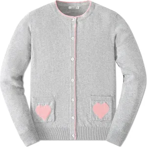 JSTEX Girls Cute Cardigan 100% Cotton Knit Kids Cardigan Long Sleeve Crew Neck Button Sweaters for Girl Size 4-14