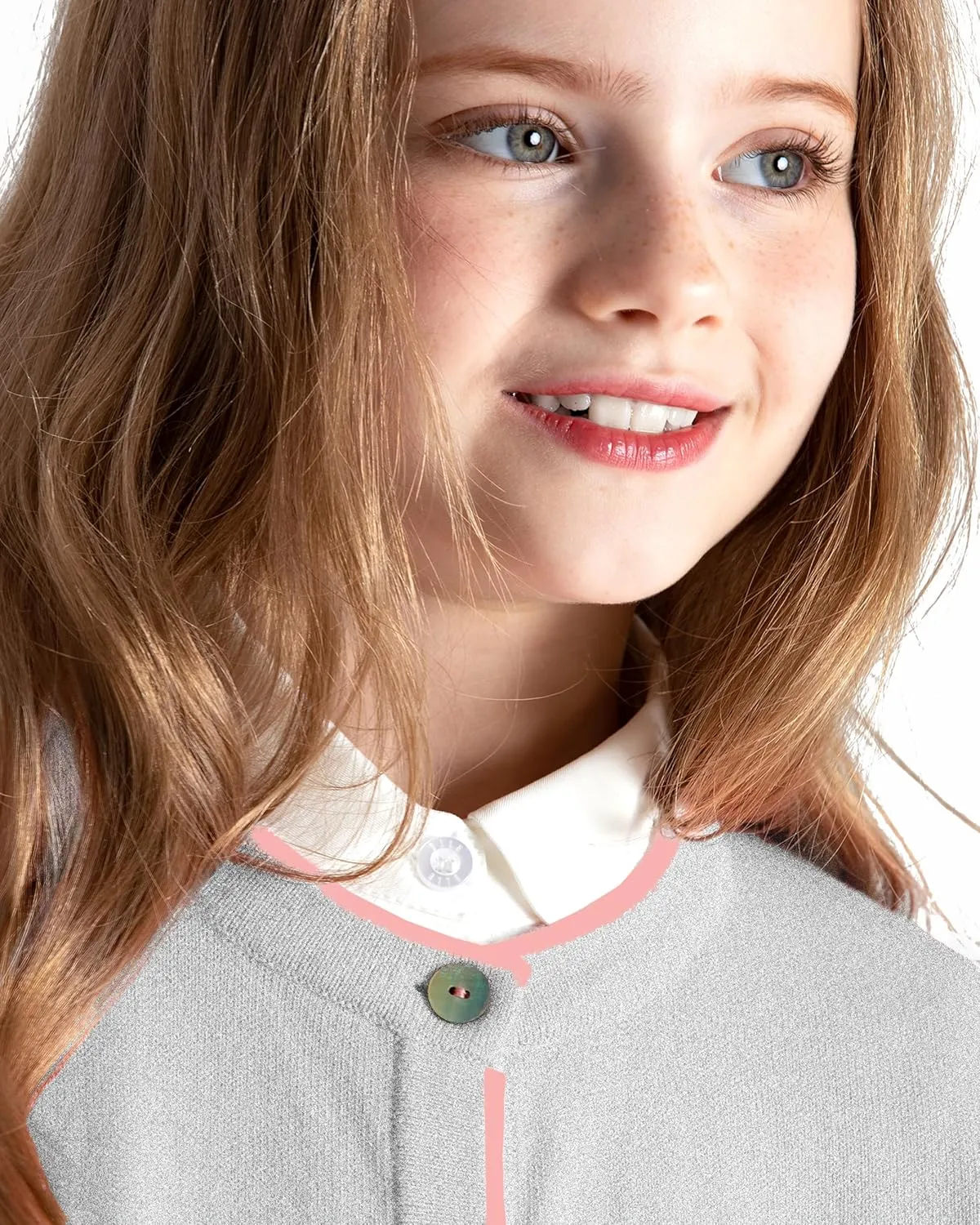 JSTEX Girls Cute Cardigan 100% Cotton Knit Kids Cardigan Long Sleeve Crew Neck Button Sweaters for Girl Size 4-14