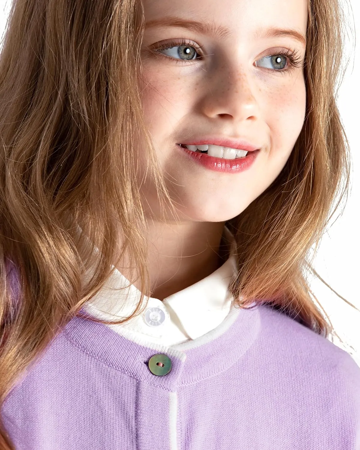 JSTEX Girls Cute Cardigan 100% Cotton Knit Kids Cardigan Long Sleeve Crew Neck Button Sweaters for Girl Size 4-14
