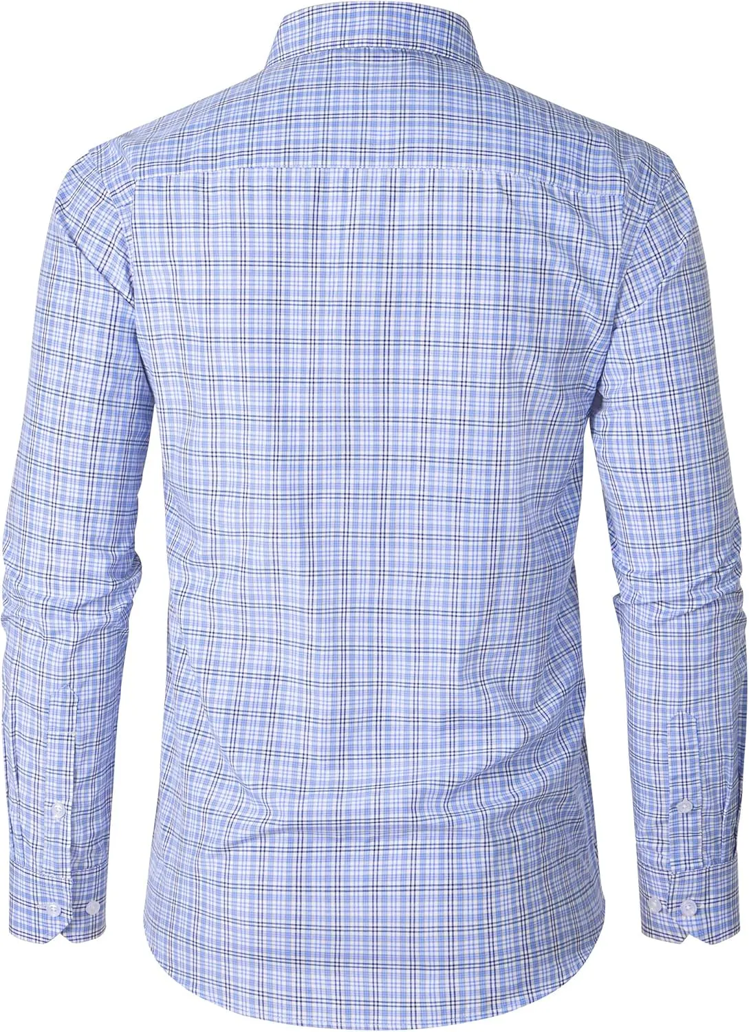 J.VER Men's Button Down Shirts Long Sleeve Dress Shirt Business Casual Cotton Collared Plaid Tops with Pocket