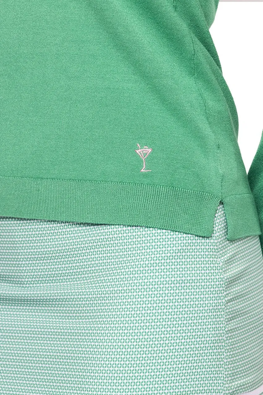 Kelly Green Stretch V-Neck Sweater