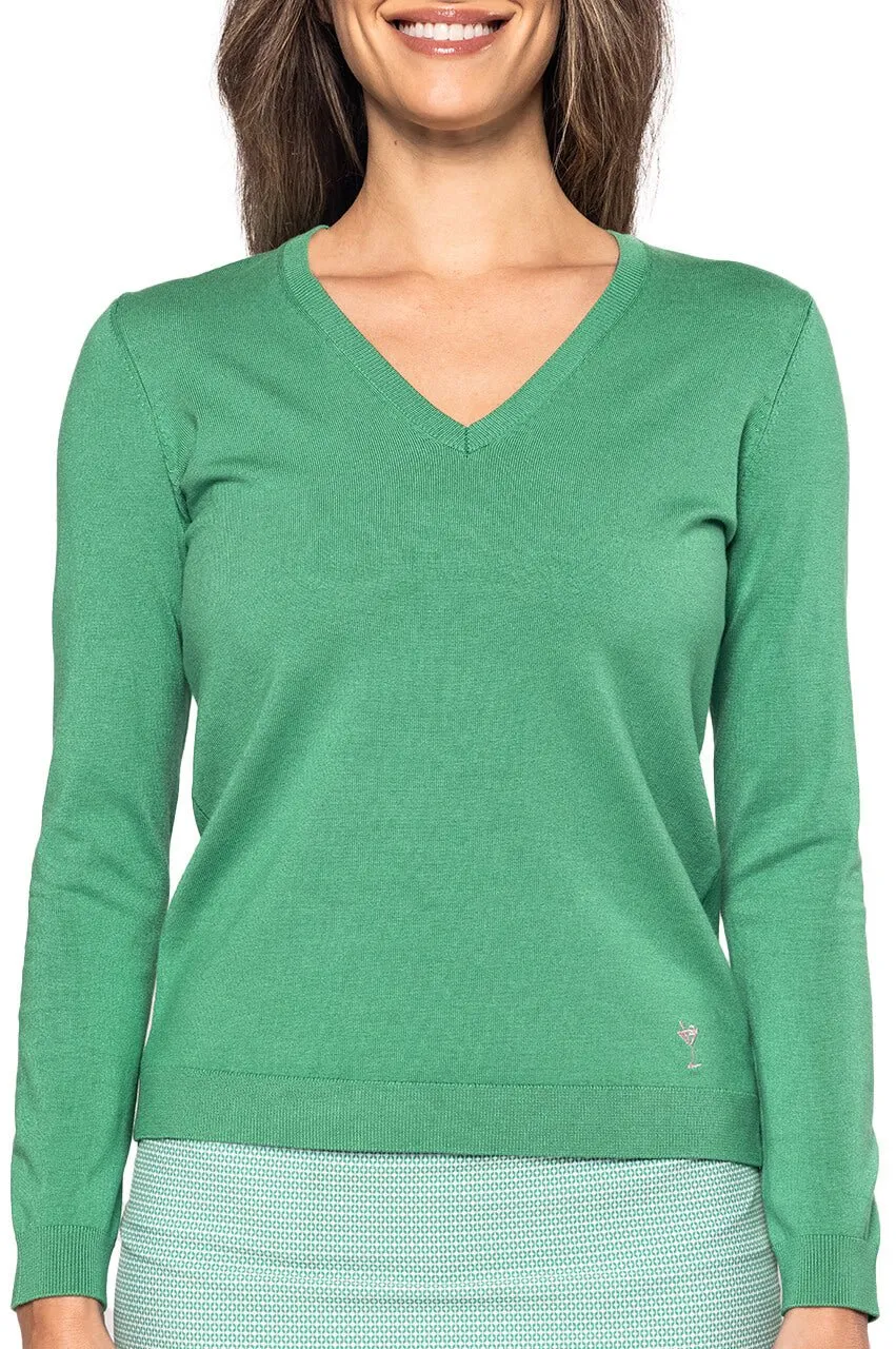 Kelly Green Stretch V-Neck Sweater