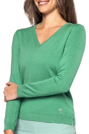 Kelly Green Stretch V-Neck Sweater